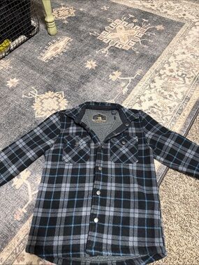 Boys Black & Gray Plaid Button-Down Shirt Jacket